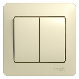 Выключатель 2-клавишный (сх.5) 10АХ, в сборе (бежевый) Glossa Systeme Electric. Вид 1
