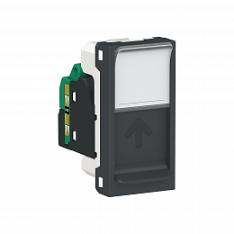 Розетка компьютерная RJ45, одиночная, кат.5е, UTP (антрацит) Unica Modular  Schneider Electric. Вид 1