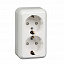 Розетка двойная, с заземлением, со штороками, О/У, изол.пл.16А 250В (белый) Прима Systeme Electric. Вид 1.
