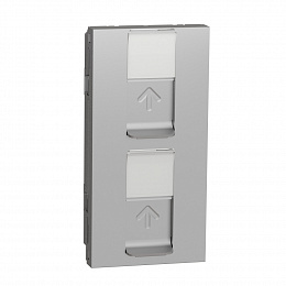 Лицевая панель д/коннек. S-One RJ45, 4 мод., со шт., с полем д/надписи, прям. (алюминий) Unica Schneider Electric. Вид 1