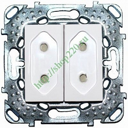Розетка 2-модульная, без зазем., со шторками, 10 А, винт. зажим (белый) Unica Schneider Electric. Вид 1