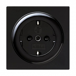 Розетка с заземлением, со шторками (черный) S-Color Gira. Вид 1
