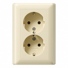 Розетка двухместная, с заземлением (кремовый) Standard 55 Gira. Вид 1