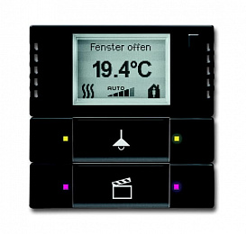 6128/28-885-500 Терморегулятор KNX с дисплеем и сенсором, 2/4-клавишный, чёрный бархат ABB. Вид 1