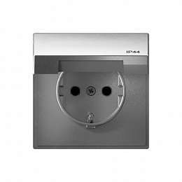 Розетка с заземл. со шт. с крышк, 16А, IP44, механизм (алюминий) ARTGALLERY Systeme Electric. Вид 1