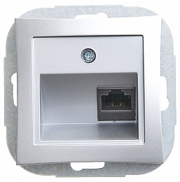 Розетка компьютерная RJ45 кат.5e, механизм (серебристый) Дуэт Schneider Electric. Вид 1