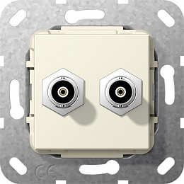 Розетка 2xBNC (кремовый глянцевый) System 55 Gira. Вид 1