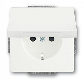 20 EUKB-884 Розетка SCHUKO 16А 250В с защитными шторками, с крышкой, серия future, цвет белый бархат ABB. Вид 1