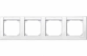 Рамка 4-постовая с полем д/надп. гор. устан, sm (полярный белый) Merten M-Smart Schneider Electric. Вид 1