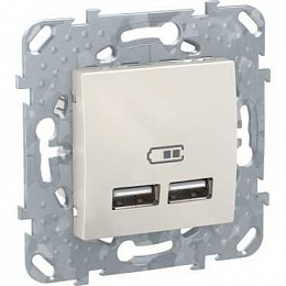 Розетка usb, 2.1 а (бежевый) Unica Schneider Electric. Вид 1
