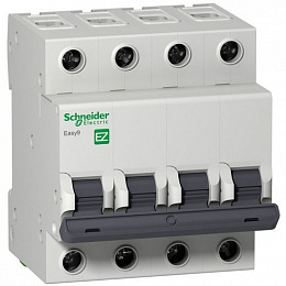 Автоматический выключатель 4-полюсный, 20А, 4,5kА (хар-ка C) EASY 9 Schneider Electric. Вид 1
