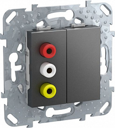 Розетка 3 RCA (графит) Unica Top Schneider Electric. Вид 1