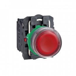 Кнопка красная без фиксации 1НО+1НЗ с подсветкой 220В AC (в сборе) Schneider Electric. Вид 1