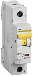 ВА47-60М Автоматический выключатель 1-полюсный, 63А, 6kA (хар-ка D) ИЭК. Вид 1