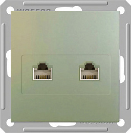 Розетка двойная телефонная RJ11, 160В, 1А, механизм (шампань) Wessen 59 Schneider Electric. Вид 1