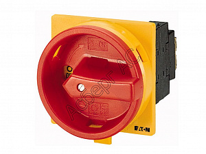 31607 P3-63/EA/SVB Главный выключатель 3-полюсный 63A, красно-желтая ручка, запираемый, пер. креп. Eaton. Вид 1