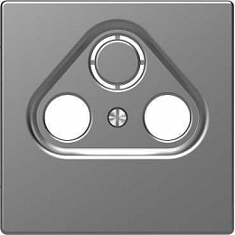 Центральная накладка TV розетки, 2/3 отверстий (нержавеющая сталь) Merten D-Life Schneider Electric. Вид 1