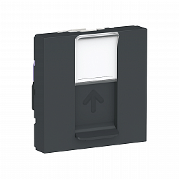 Розетка компьютерная, RJ45, одиночная, кат. 6 UTP, 2 модуля (антрацит) Unica Modular Schneider Electric. Вид 1