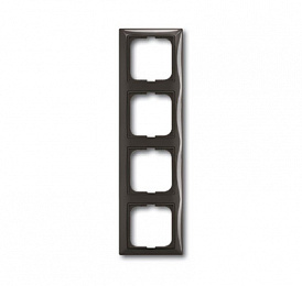 2514-95-507 Рамка 4-постовая с декоративной накладкой (шато/чёрный) Basic 55 ABB. Вид 1