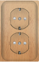 Розетка двойная, с заземлением, со штороками, О/У, изол.пл.16А 250В (бук) Прима Systeme Electric. Вид 1