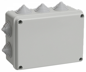 КМ41241 Коробка распаячная для о/п 150х110х70 мм IP44 (RAL7035, 10 гермовводов)Разъём RJ-45 FTP для кабеля кат.6 IEK. Вид 1