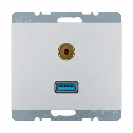 Розетка USB/3,5 мм Audio (алюминиевый, матовый) K.5 Berker. Вид 1