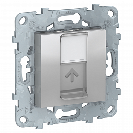 Розетка компьютерная, RJ45, одиночная, кат. 6 utp (алюминий) Unica New Schneider Electric. Вид 1