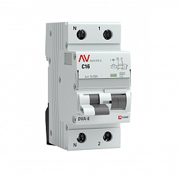 DVA-6 Дифференциальный автомат 1P+N, 16А, 30мА, тип AC 6кА (хар-ка С) EKF AVERES. Вид 1