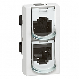 Розетка Mosaic-1М RJ-45 с разветвителем телефон/Ethernet UTP - 8 контактов Legrand. Вид 1