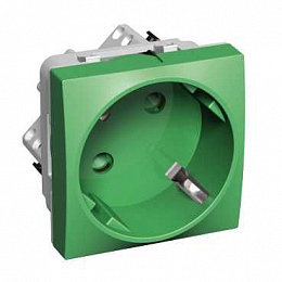 Розетка 45 2p+e со шторками зеленая Schneider Electric. Вид 1
