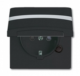 20 EUGKBN-35-101 Розетка SCHUKO, 20 EUGKBN-35-101, c полем для надписи, с крышкой, с защитными шторками, Allwetter44, IP44, черный/антрацит, уплотнит. Вид 1