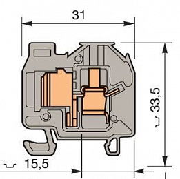 ENT  Клемма DR4/8.P.ADO ADO 4мм.кв. земля, мини, DIN2 TYCO. Вид 1