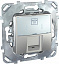 Розетка телефонная 1хRJ12, 6 контактов, (аллюминий) Unica Top Schneider Electric. Вид 1.