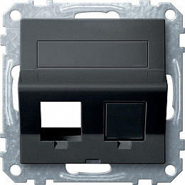 Плата наклонная для keystone RJ45 2 поста, sm (антрацит) Merten Schneider Electric. Вид 1