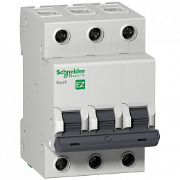 Автоматический выключатель 3-полюсный, 20А, 4,5kА (хар-ка B) EASY 9 Schneider Electric. Вид 1
