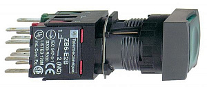 Кнопка 16мм 12-24в зеленая кв. с подсв. xb6cw3b5b Schneider Electric. Вид 1