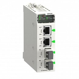 Оптоволоконный повторитель RIO в шасси Modicon X80 Schneider Electric. Вид 1