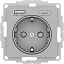 Розетка 16А c 2 USB A+C, 5В/2,4А/3,0А, 2х5В/1,5А, механизм (алюминий) AtlasDesign Systeme Electric. Вид 1.