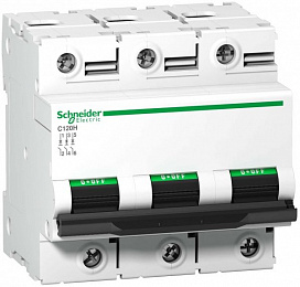 C120H 3P 100A Автоматический выключатель 3-полюсный, 100A, 15кА (хар-ка D) Schneider Electric. Вид 1