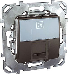 Розетка телефонная, RJ12, одиночная, 6 контактов (графит) Unica Top Schneider Electric. Вид 1