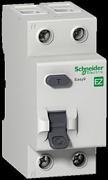 Блок утечки тока 2-полюсный, 63A, 30mA, тип АC (УЗО) EASY 9 Schneider Electric. Вид 1