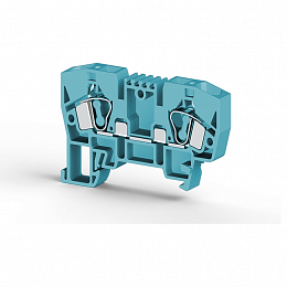 YBK6 Клеммник на DIN-рейку пружинный зажим 6мм.кв. (синий) Klemsan. Вид 1