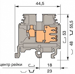 ENT  Клемма M4/6.2G винт 4мм.кв., 2 quick connect (fast on) 6,3x0,8 мм, горизонтальные TYCO. Вид 1