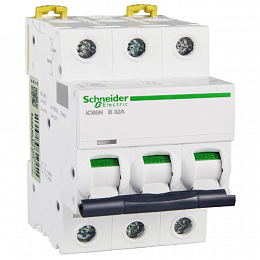 iC65N 3P 32А Автоматический выключатель 3-полюсный, 32А, 6кА (хар-ка B) Schneider Electric. Вид 1