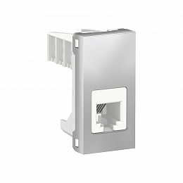 Розетка телефонная, RJ12, одиночная, 1 модуль (алюминий) Unica Modular Schneider Electric. Вид 1