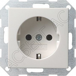 Розетка с заземлением (белый матовый) System 55 GIRA. Вид 1