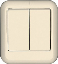 Выключатель 2-клавишный, О/У монт.пл.6а 250b (слоновая кость) Прима Systeme Electric. Вид 1