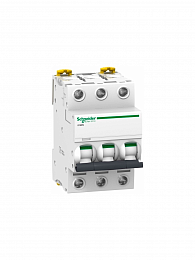 iC60N 3P 6А Автоматический выключатель 3-полюсный, 6А, 6кА (хар-ка B) Schneider Electric. Вид 1