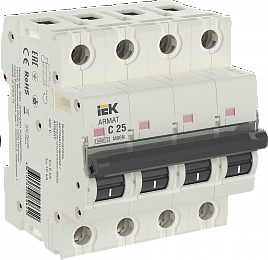 M06N Автоматический выключатель 4-полюсный, 25А, 6kA (хар-ка C) ИЭК. Вид 1