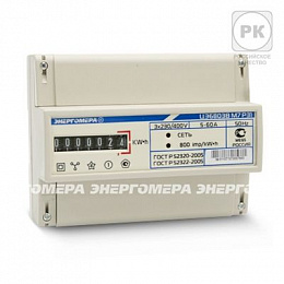 ЦЭ6803В 1 230В 5-60А 3ф.4пр. М7 Р31 Счётчик 3-фазный, 1-тариф., 4-проводн., 5-60А, кл.т.1, М7, DIN Энергомера. Вид 1